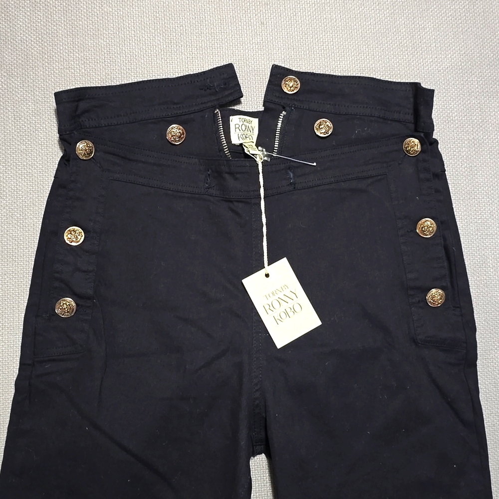 Torn by Ronny Kobo Sailor Button Black Skinny Jean Women's Size 28 NWT